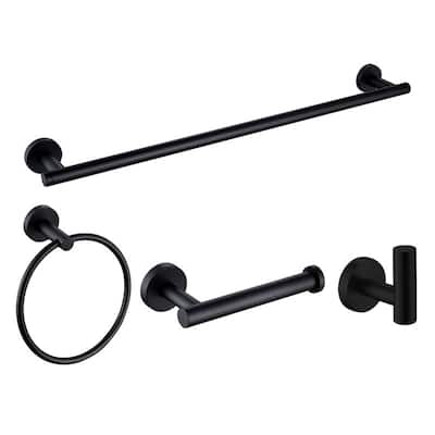 Martella Matte Black Stainless Steel 4-Piece Bathroom Hardware Set