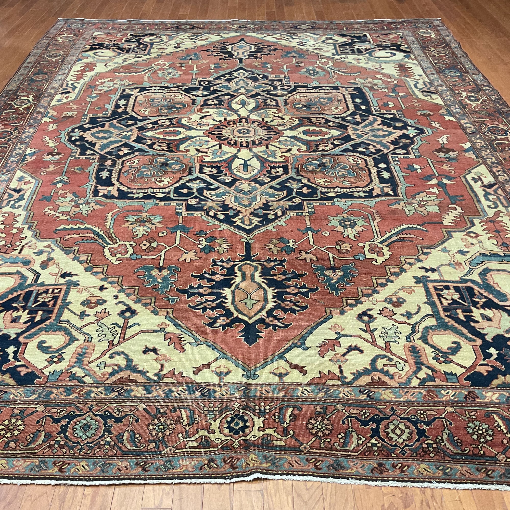 HERAT ORIENTAL Antique 1880s Serapi Wool Rug - 9'10" x 13'9"