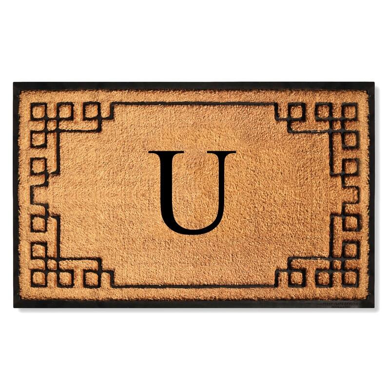 A1HC Natural Coir & Rubber Door Mat, Heavy Duty, Dirt Trapping, Long-Lasting Entrance Doormats,Thick & Durable Outdoor Entry Mat - 30" X 48" - U
