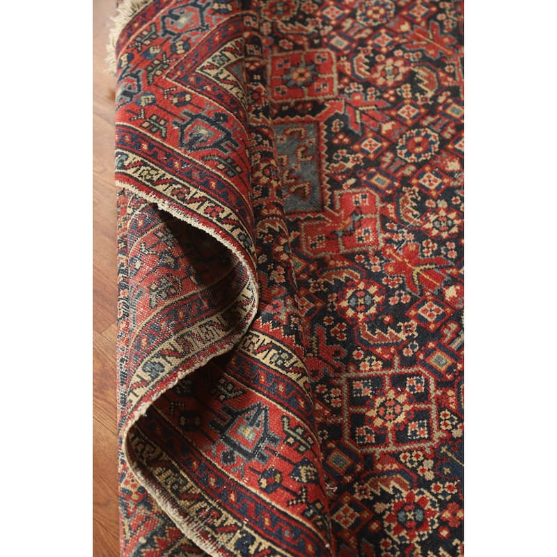 Hand Knotted Oriental 100% Wool Carpet Traditional Medallion Navy Blue & Blues Malayer Area Rug - 6' 4'' X 5' 2''
