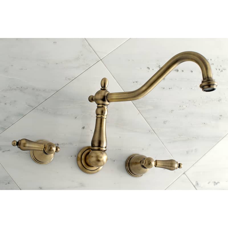 Heritage 3-Hole Wall Mount Roman Tub Faucet in Brushed Nickel