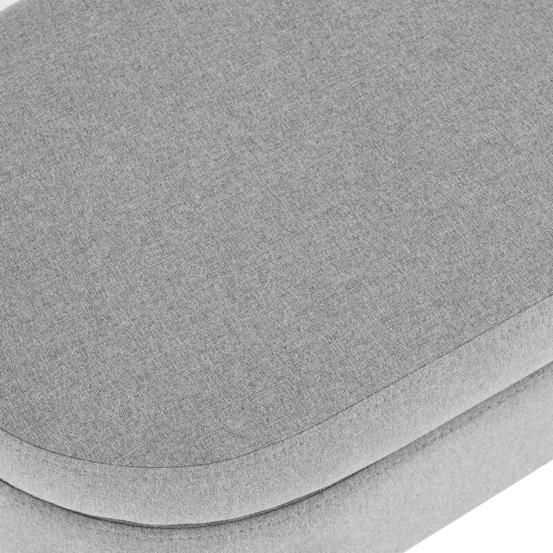 Modern Oval Storage Ottoman, Storage Bench w/Rubber Wood Legs