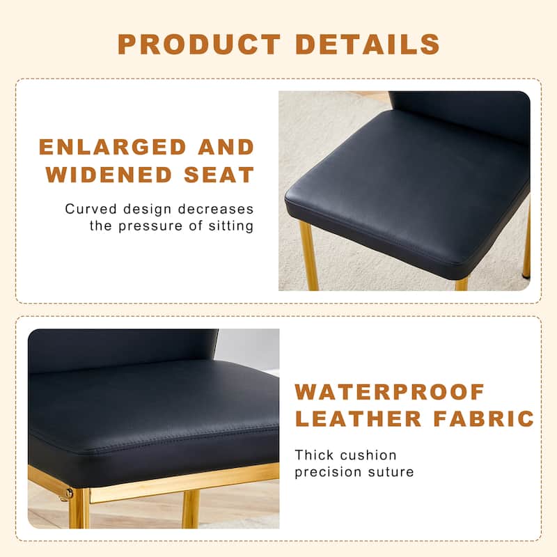 5-Piece Round Dining Table Set, 35 Inch Tempered Glass Table & 4 High-Resilience PU Chairs