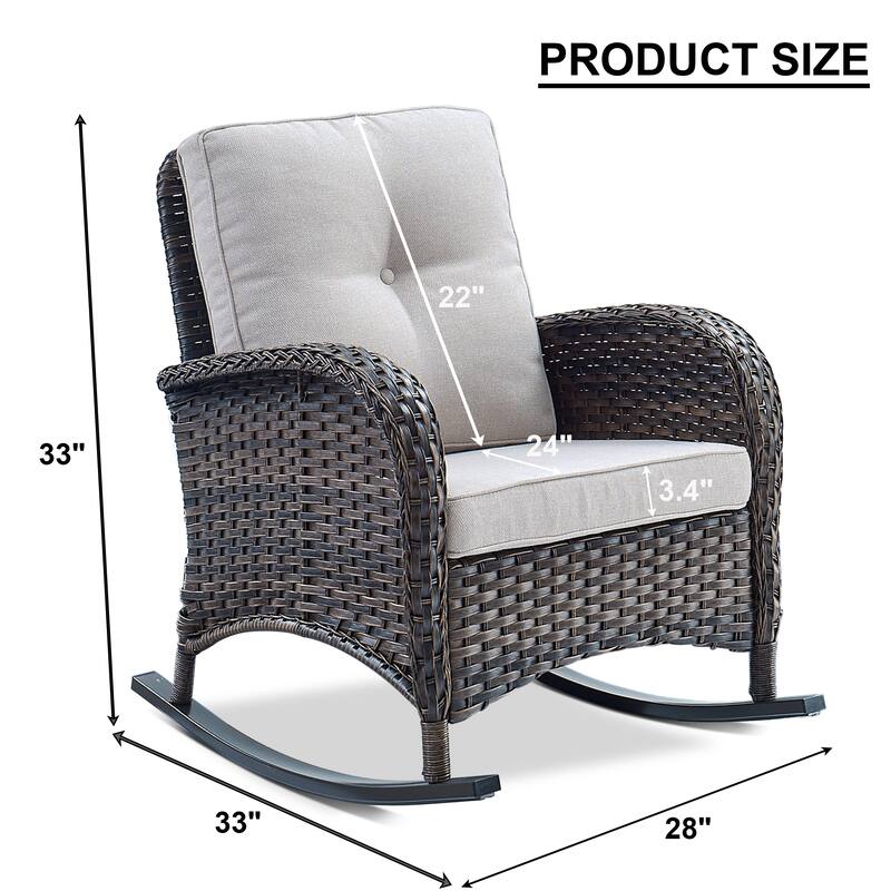 Rattan Wicker Rocker Chair Brown - Beige