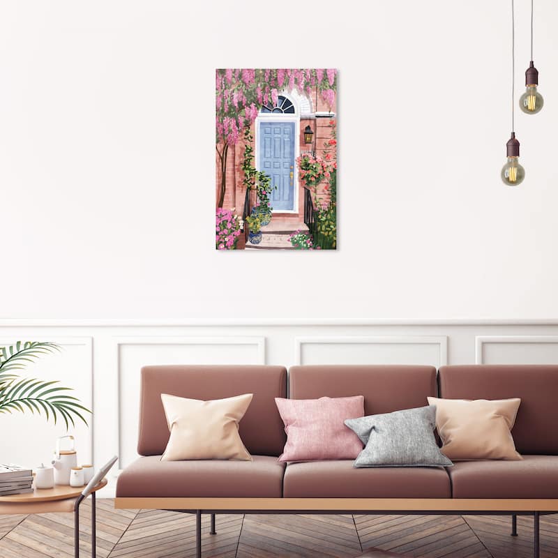 Wynwood Studio Canvas Floral and Botanical Door entrance blooms Pink and Modern & Contemporary Wall Art Canvas Print - 20 x 30