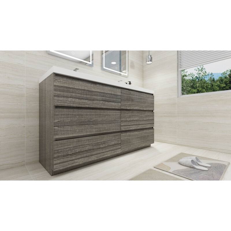 Aron 60'' Freestanding Vanity with Double Reinforced Acrylic Sink