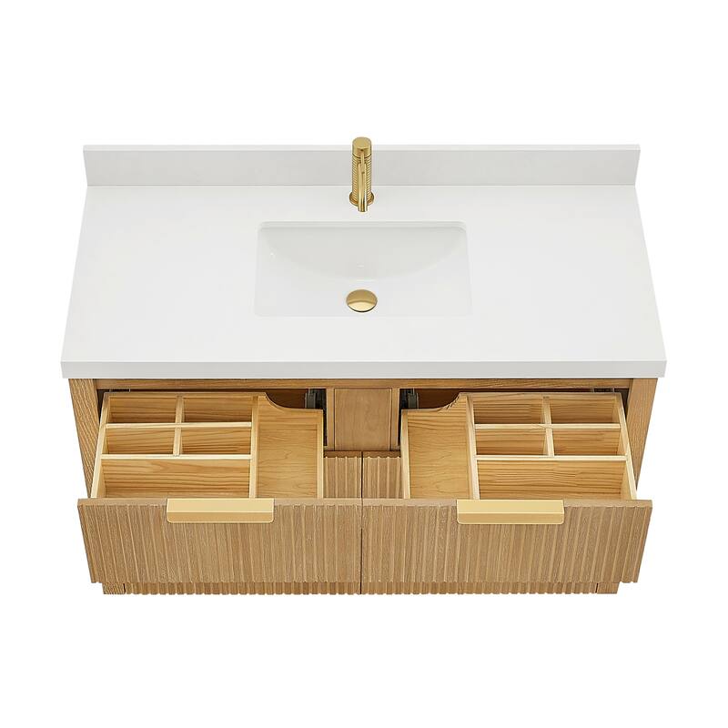 Santarem Single Vanity with Pure White Quartz Stone Top without Mirror