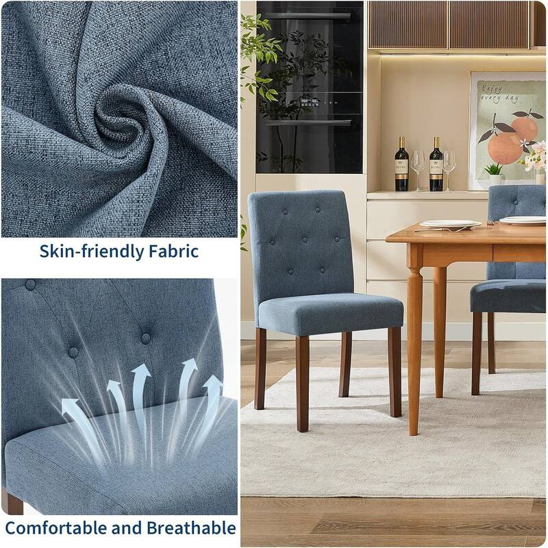 Set of 2 Button Tufted Modern Parsons Upholstered Dining Chairs for Dining Room, Cafe & Home