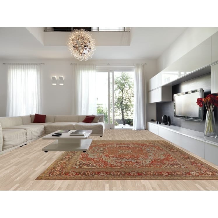 Hand Knotted Oriental 100% Wool Carpet Traditional Medallion Oranges & Rust Tabriz Area Rug - 14' 10'' X 11' 3''