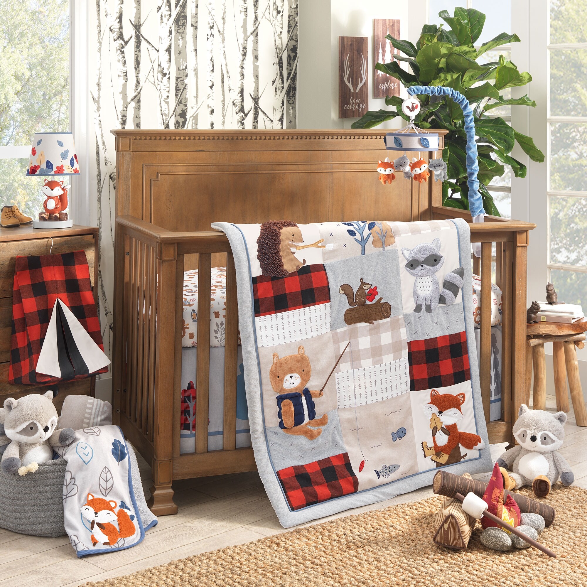 Lambs Ivy Little Campers Blue Gray Woodland Forest Animal Musical Baby Crib Mobile Bed Bath Beyond 28123242