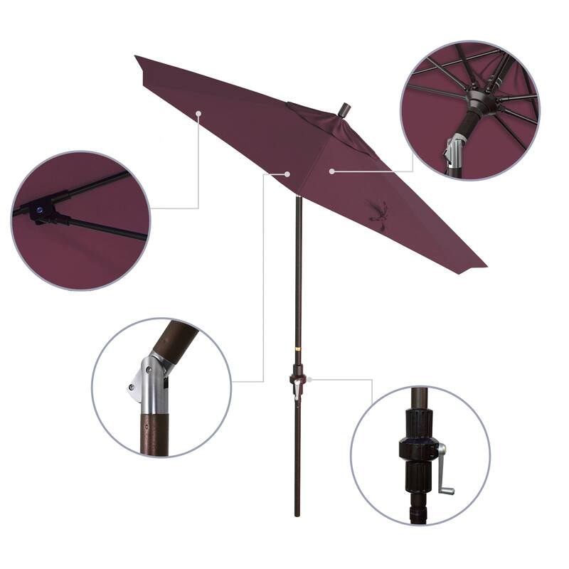 California Umbrella 75' Sun Master Patio Umbrella Bronze Aluminum Pole Fiberglass Ribs Crank Lift Tilt Pacifica