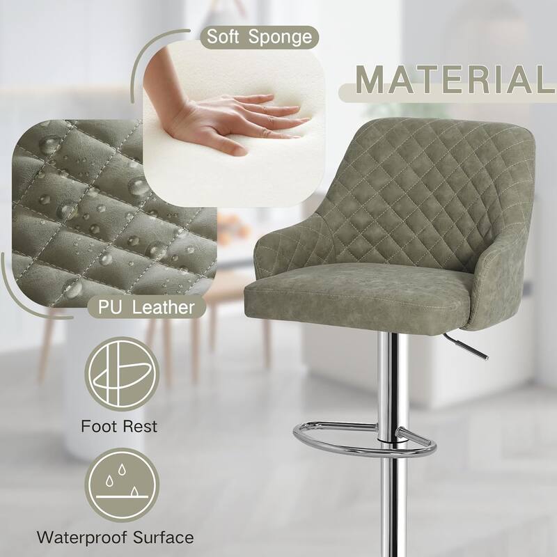 Javlergo 4-Pack Adjustable Bar Stools 24.4" to 32.7" Height Range with Footrest & Diamond Quilted Half-Back Counter Stools Set