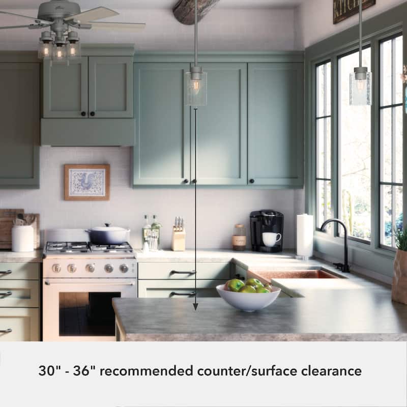 Hunter Hartland 1-Light Mini Pendant - Kitchen Island, Dining Room, Bedroom - Farmhouse, Industrial