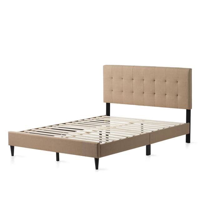 Copper Grove Ayrum Upholstered Bed Frame with Square Tufted Headboard