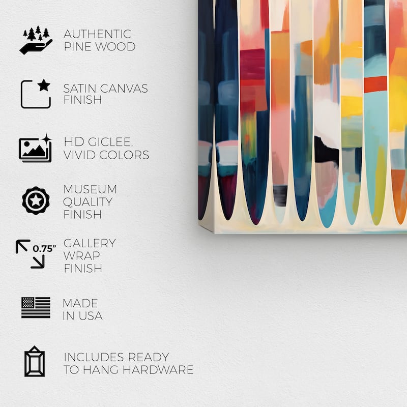 Wynwood Studio Canvas Abstract Our Surfboards Blue and Cream White Modern & Contemporary Wall Art Canvas Print