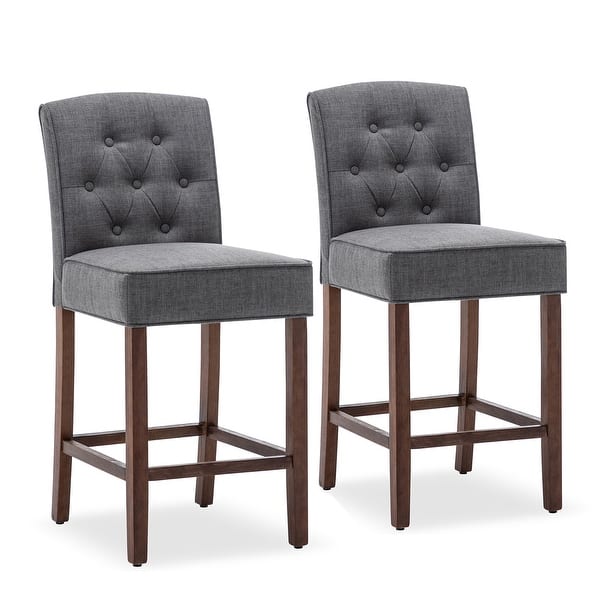 Shop Belleze Set Of 2 Tufted Upholstered Counter Height Barstool