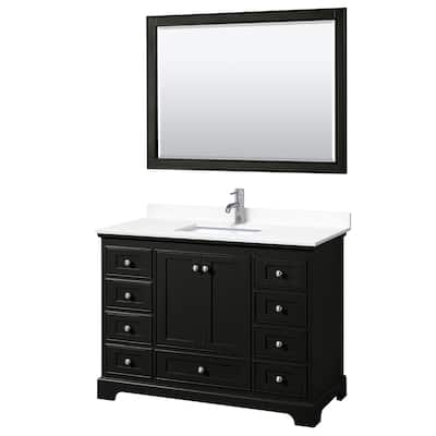 Deborah 48-inch Single Vanity, Cultured Marble Top, 46-inch Mirror