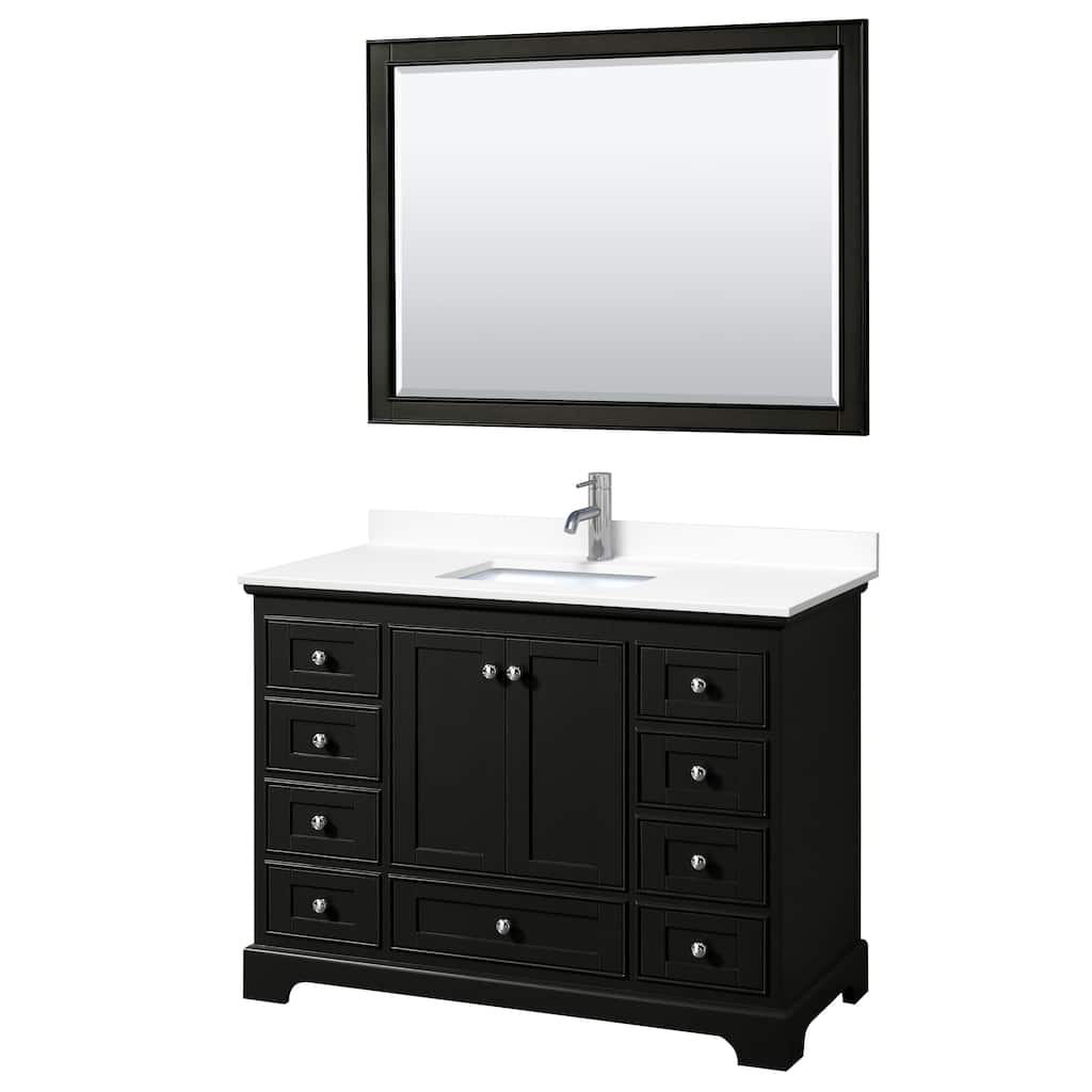 Deborah 48-inch Single Vanity, Cultured Marble Top, 46-inch Mirror
