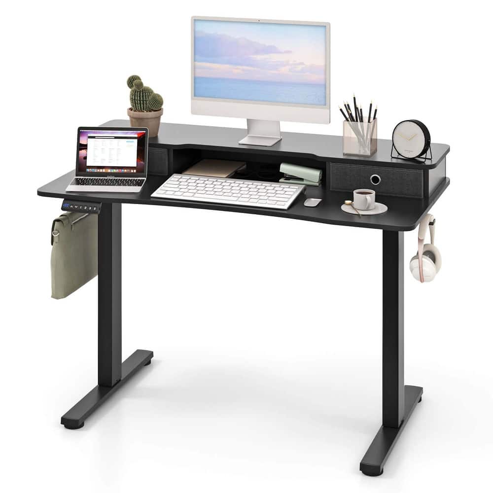 Costway 48"x 24" Electric Standing Desk with 2 Drawers Monitor Stand - See Details