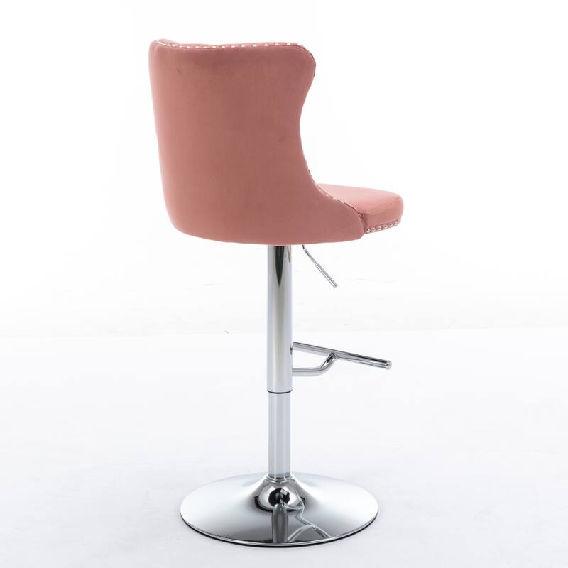 Swivel Velvet Barstools with Adjustable Seat Height Set of 2
