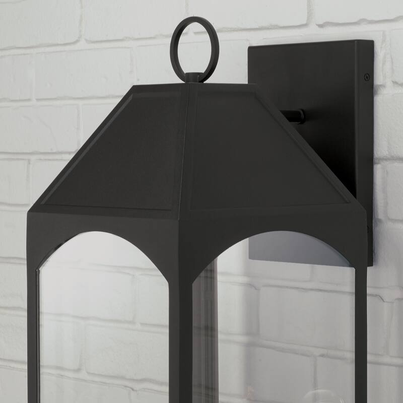 Burton Outdoor 4-light Black Large Wall Lantern w/ Clear Glass
