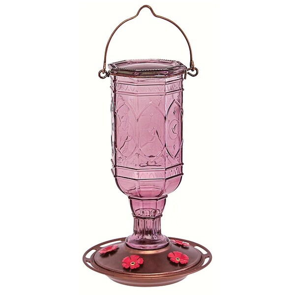 10" Antique Style Jewel Amethyst Hummingbird Glass Bottle Feeder - 20 oz - N/A