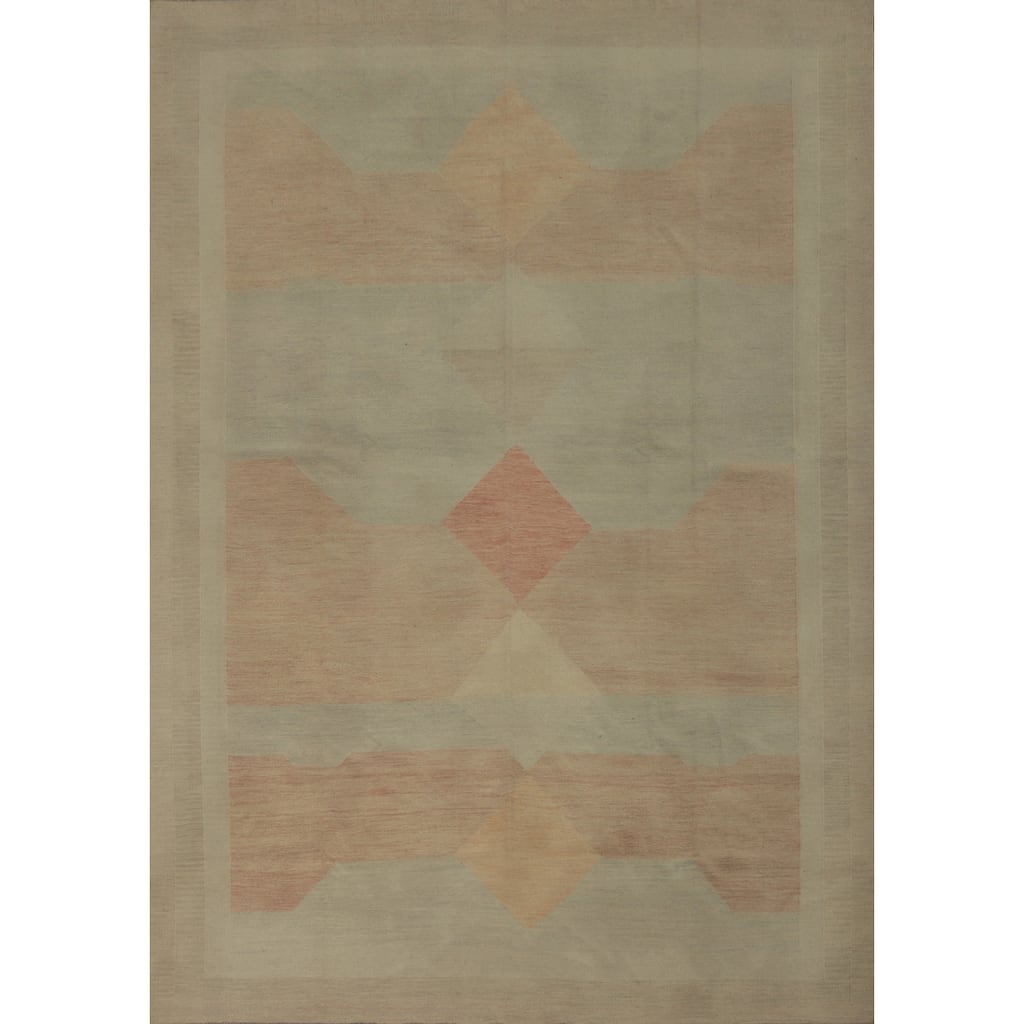 Hand Woven Oriental 100% Wool Carpet Southwestern Tribal Multi-Colored Kilim Area Rug - 12' 7'' X 10' 1''