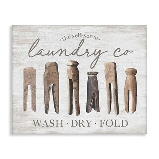 Stupell Rustic Laundry Clothespins Canvas Wall Art Design By Lettered ...