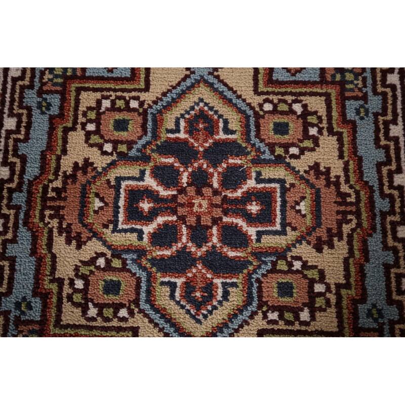 Light Blue Heriz Serapi Oriental Runner Rug Hand-Knotted Wool Carpet - 2'6"x 8'1"