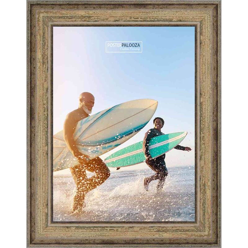 8x5 Frame Antique Acid Finish Wood Picture Frame with UV Acrylic, Foam Board Backing, & Wall