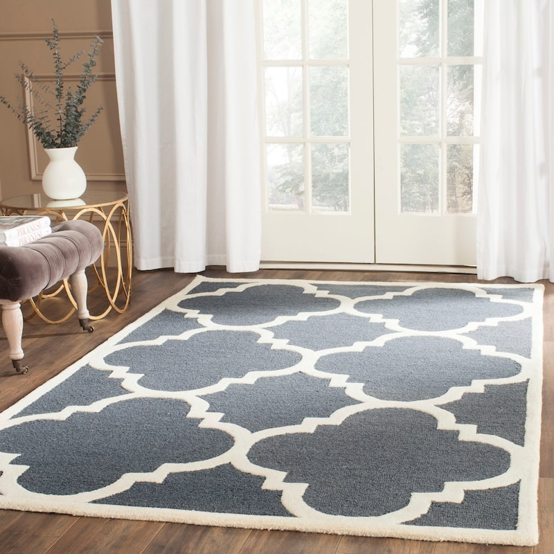 SAFAVIEH Handmade Cambridge Gullveig Modern Moroccan Wool Rug - 8' x 10' - Dark Grey/Ivory