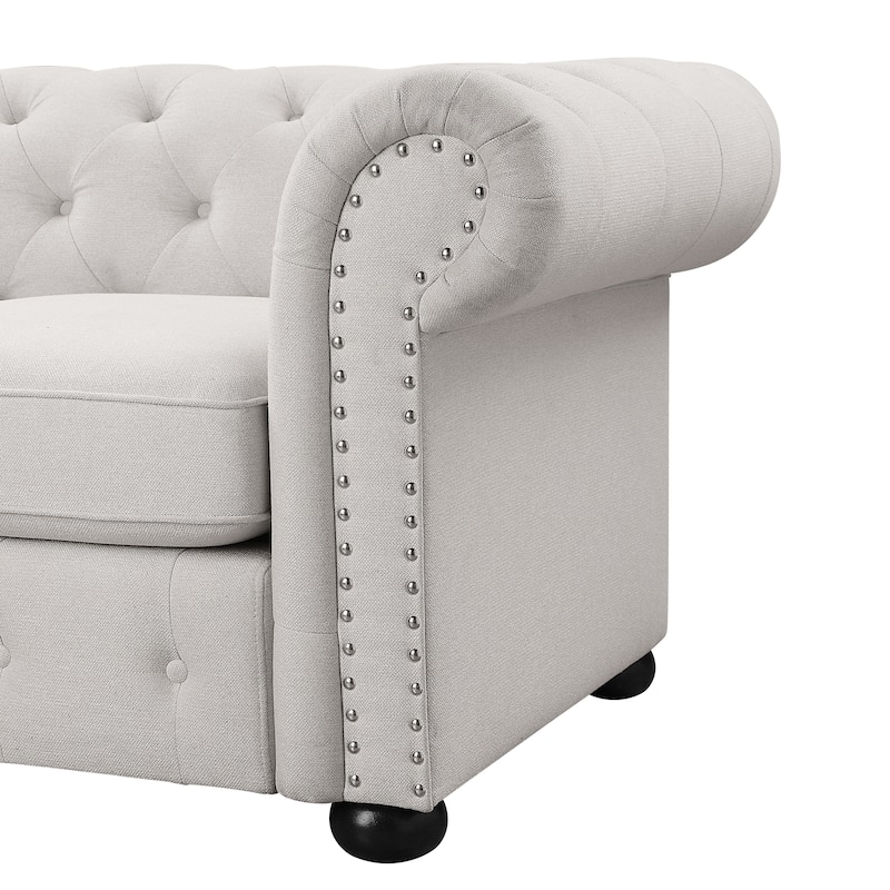 Corvus Aleksis 2-piece Tufted Rolled Arm Chesterfield Sofa and Loveseat Set