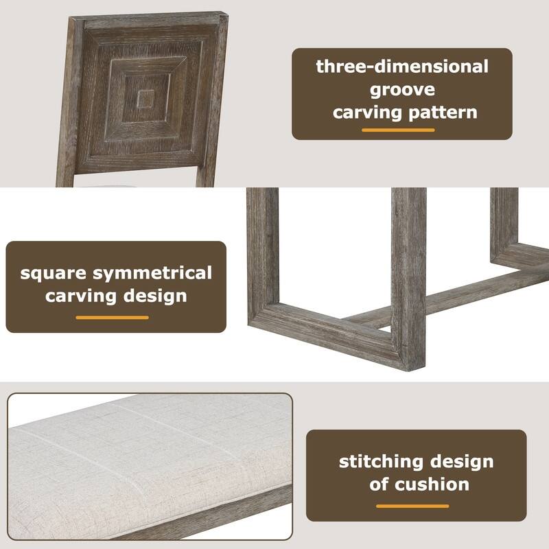 Spruce & Spring Dining Table Set for 6, 6-Piece Mid Century Modern Farmhouse Table with Chairs and Bench