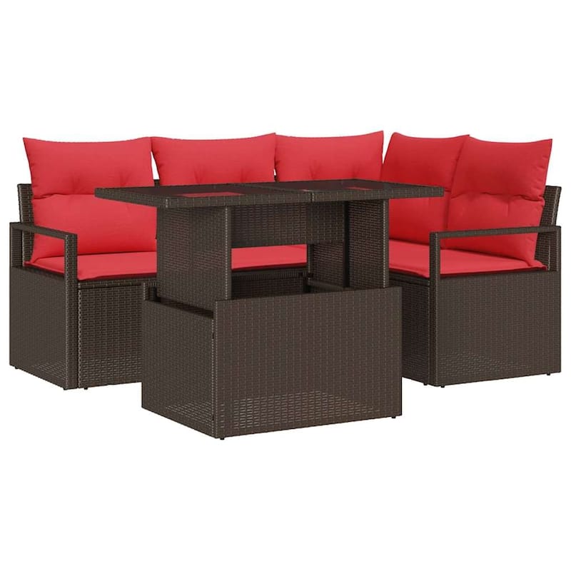 vidaXL 5 Piece Garden Sofa Set with Cushions - 69.7×48×27.2