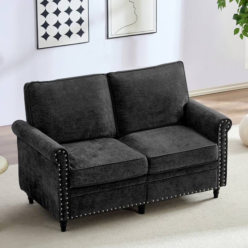 Mixoy 53.9''Chenille Living Room Sofa,Modern 2-Seater Sofa Couch,Loveseat Sofa with Unique Riveted Look