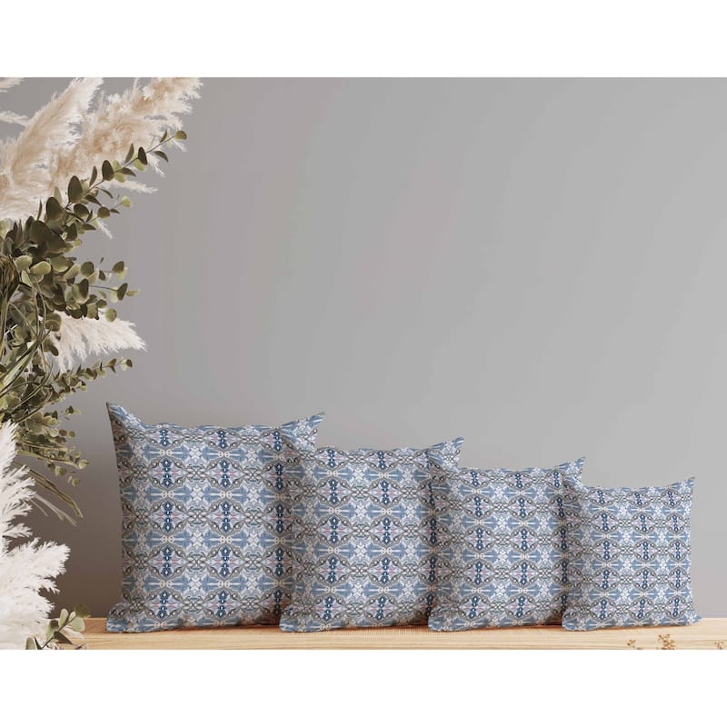 Floral Elegance Indoor/Outdoor Reversible Throw Pillow Lavender and Mist