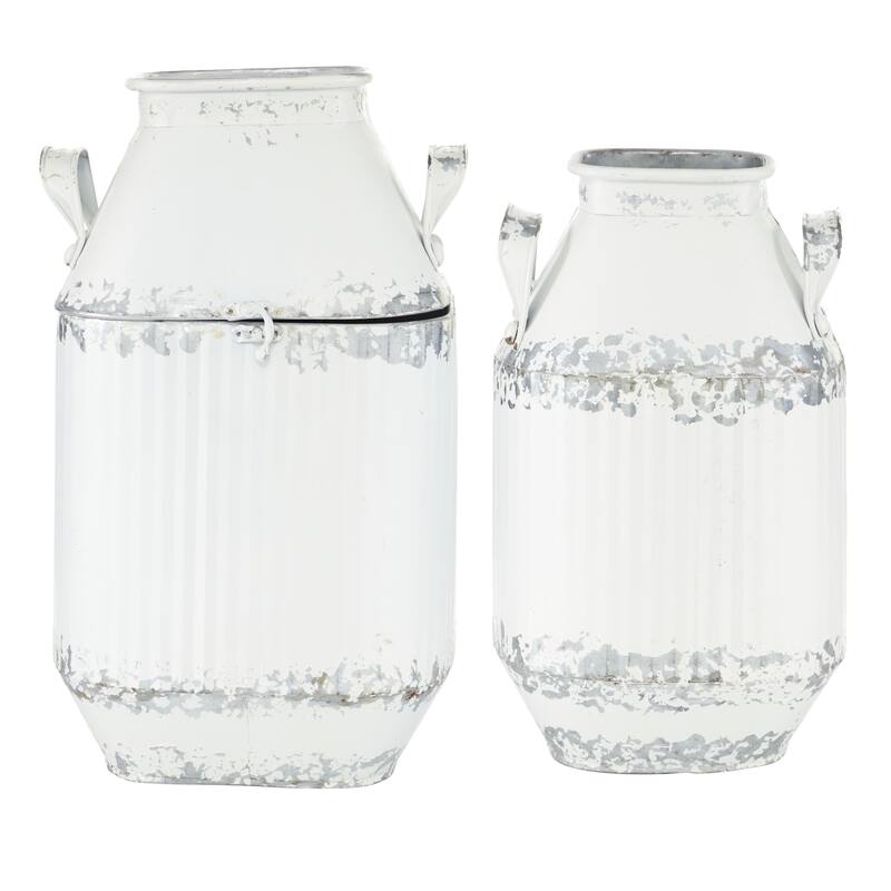 Metal Decorative Vase - Set of 2 White - Roche River Decor