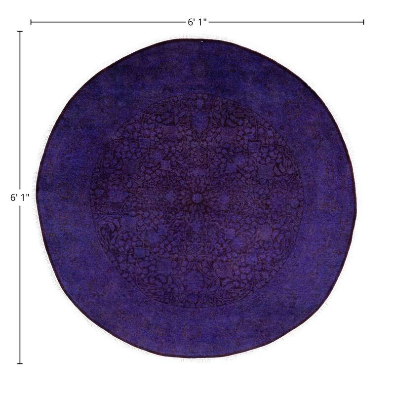 Overdyed One-of-a-Kind Hand-Knotted Area Rug - Purple - 6' 1" x 6' 1"