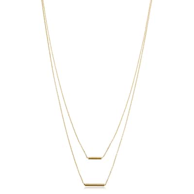 14k Yellow Gold Tube Layer Adjustable Length Necklace for Women (adjusts to 17 or 18 inches)