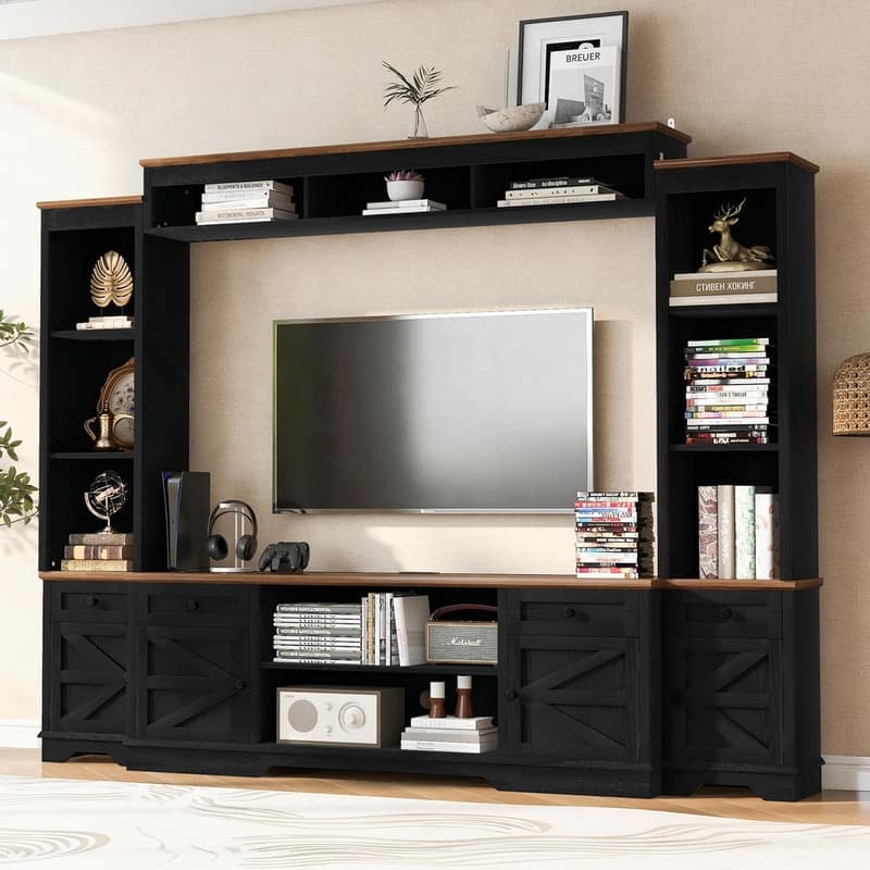 98.8" Wide Wall Unit Entertainment Center with Bookshelves for TVs up to 80"