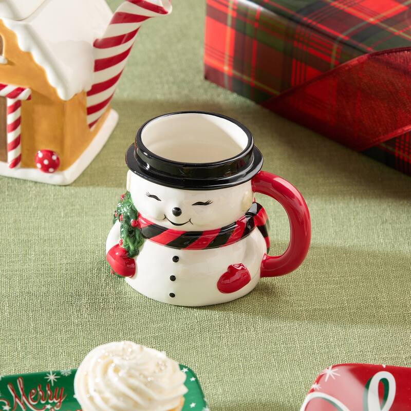 Certified International Santa's Retro Christmas Set of 4 3-D Mugs 16 oz Assorted Designs