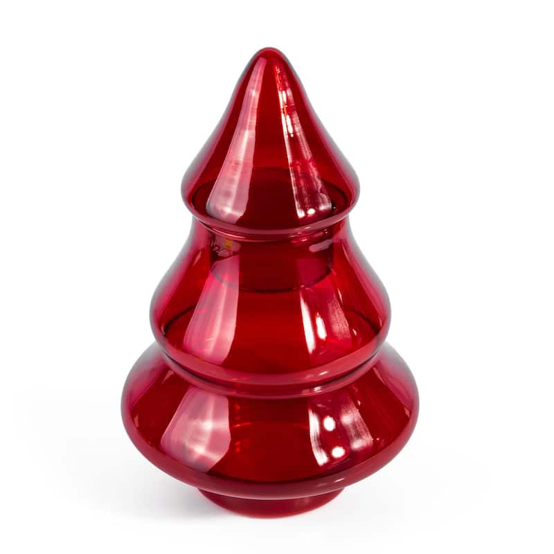 STP Goods Red Glass Centerpiece Tabletop Christmas Tree - 9.45"
