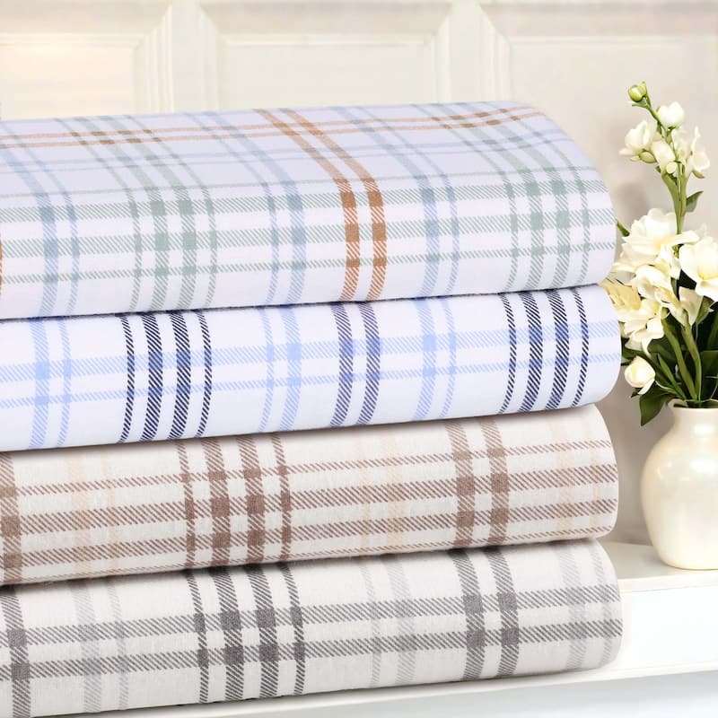 Superior Plaid Flannel Cotton Farmhouse Sheet Set