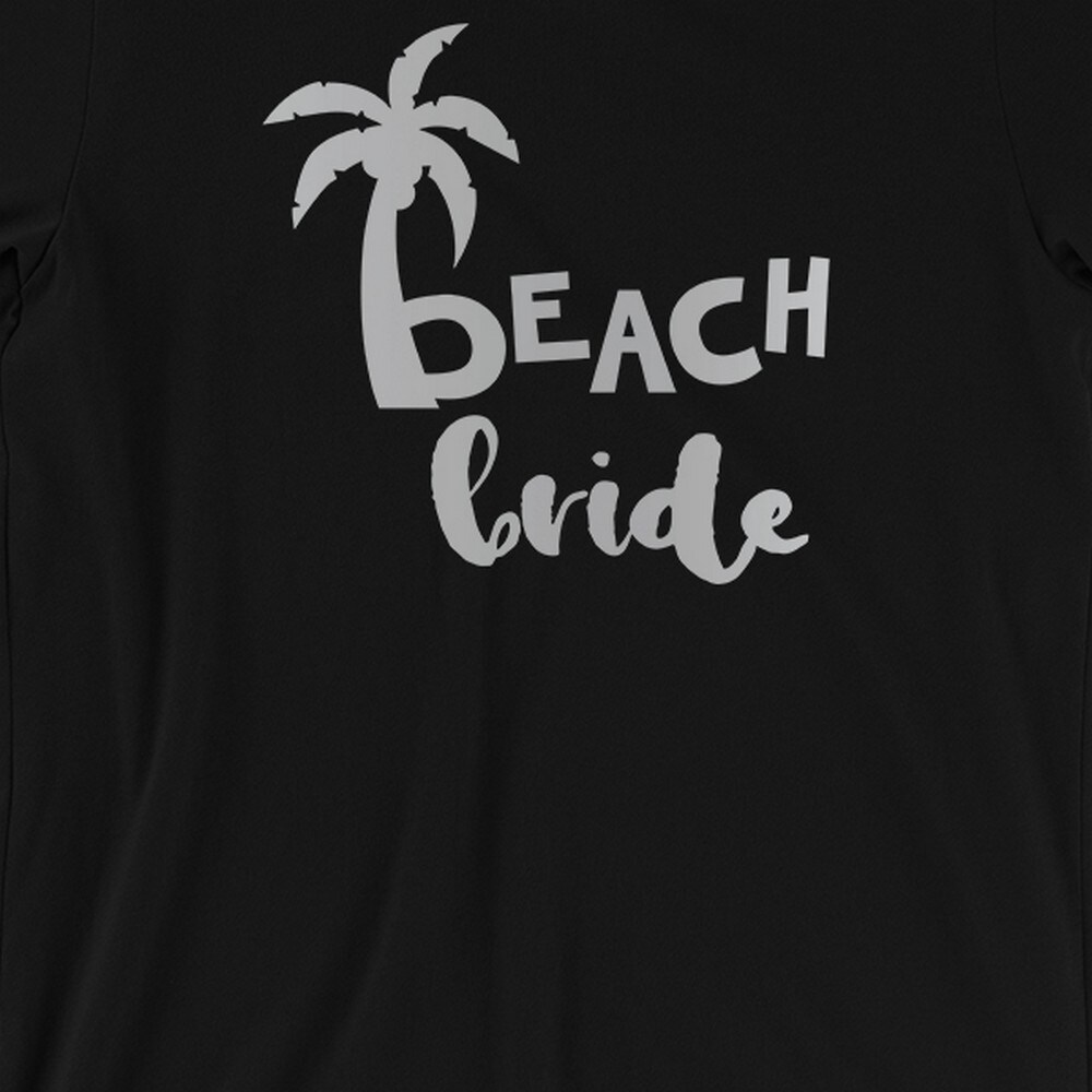Shop Beach Bride Palm Tree Silver Mens Black T Shirt Cheerful