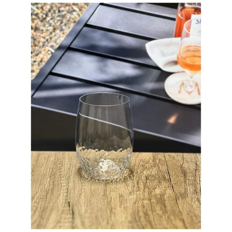 Plastic Wine Glasses Set of 4 (15oz), BPA Free Tritan Hammer Wine Glass Set, Unbreakable