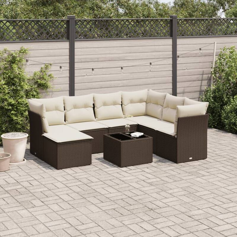 vidaXL Garden Sofa Set Brown, Cream White - 21.7 x 21.7 x 14.6