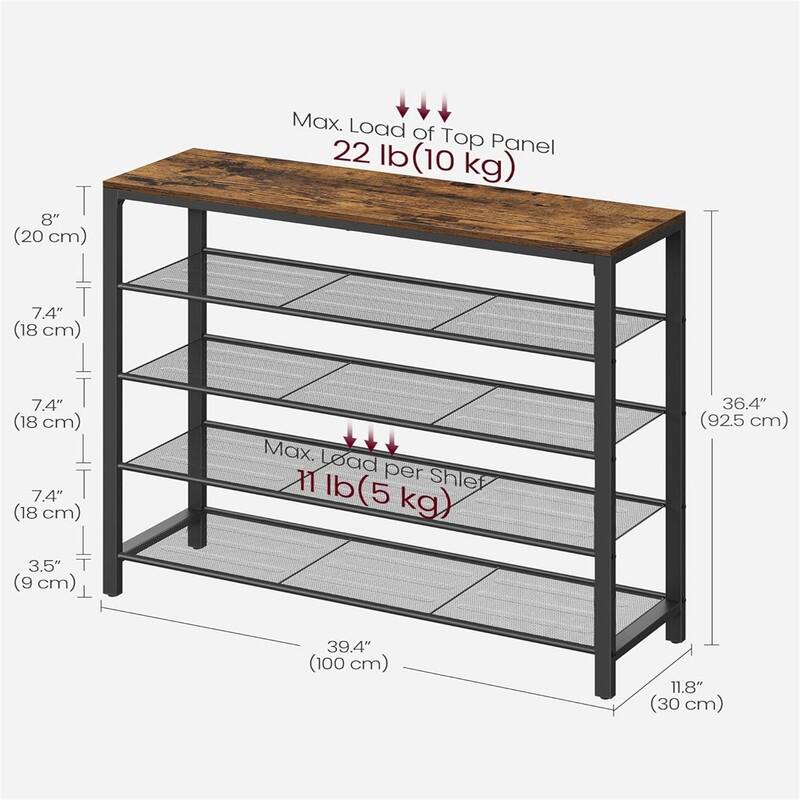 INDESTIC Shoe Rack - 36.4"D x 11.8"W x 39.4"H