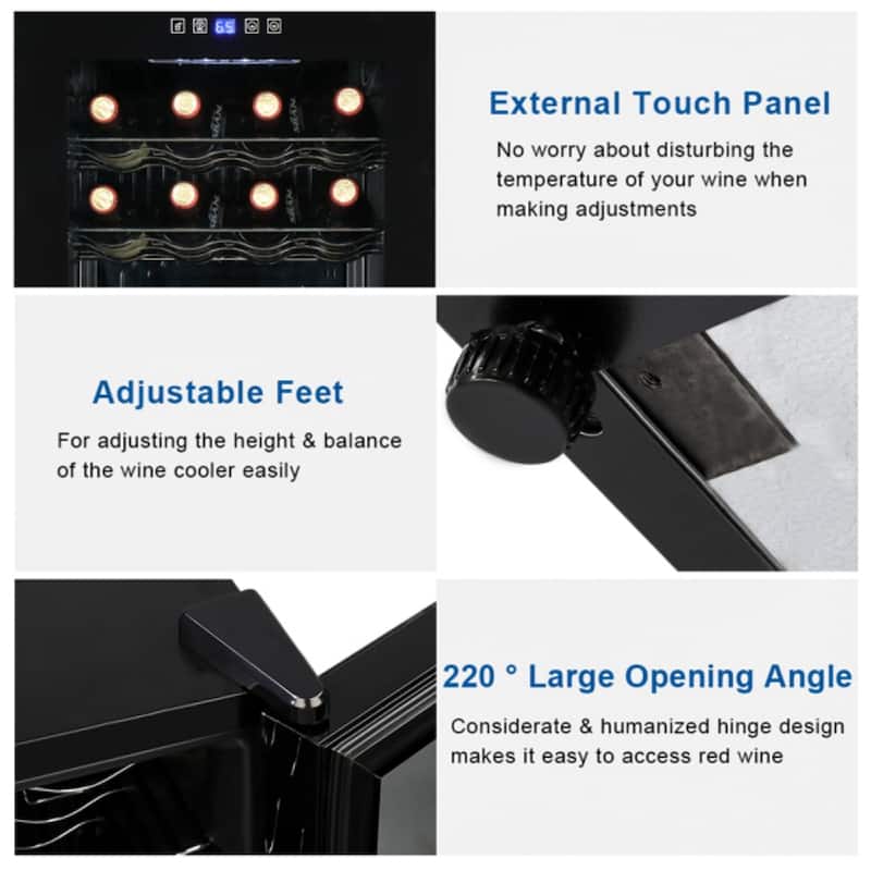 115V /60Hz 28Bottle/2.8Cu.Ft/80L/ Compressor Wine Cooler - Black - 16.93 x 17.72 x 33.07