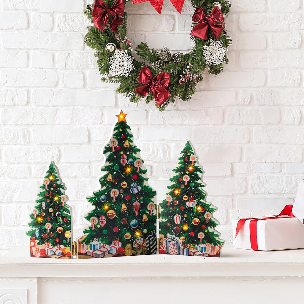 15" Illuminated Folding Scene - Christmas Trees