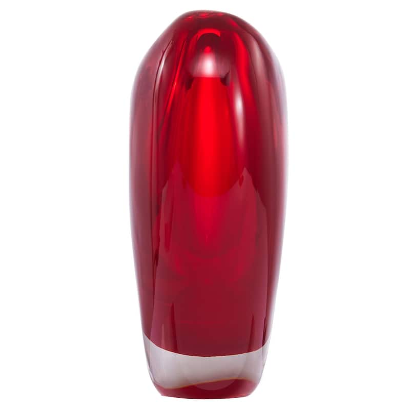 Luxury Lane Hand Blown Red Love Heart Shaped Sommerso Art Glass Vase 7-10 inch tall